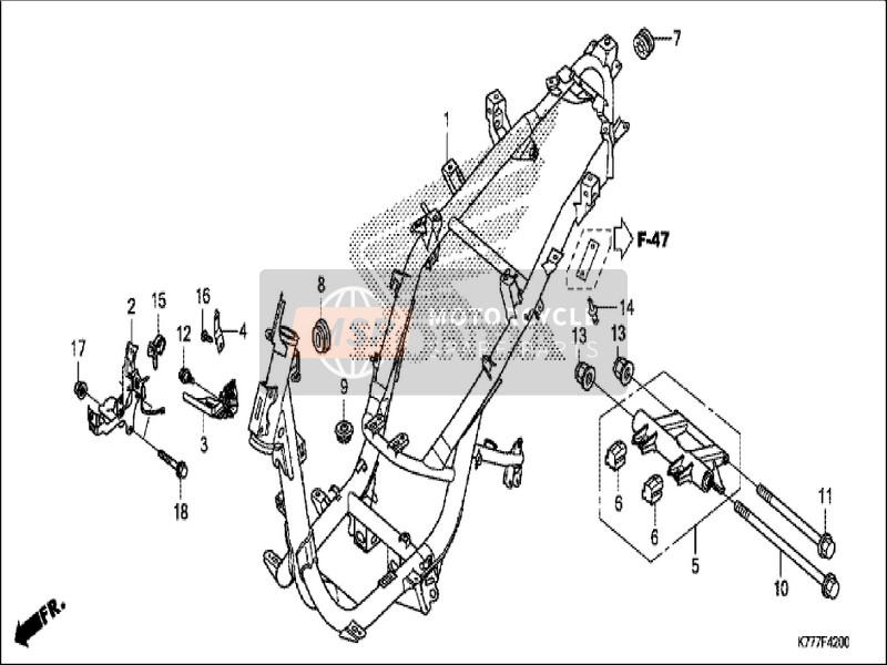 Honda SH150AD 2019 Rahmenkörper für ein 2019 Honda SH150AD